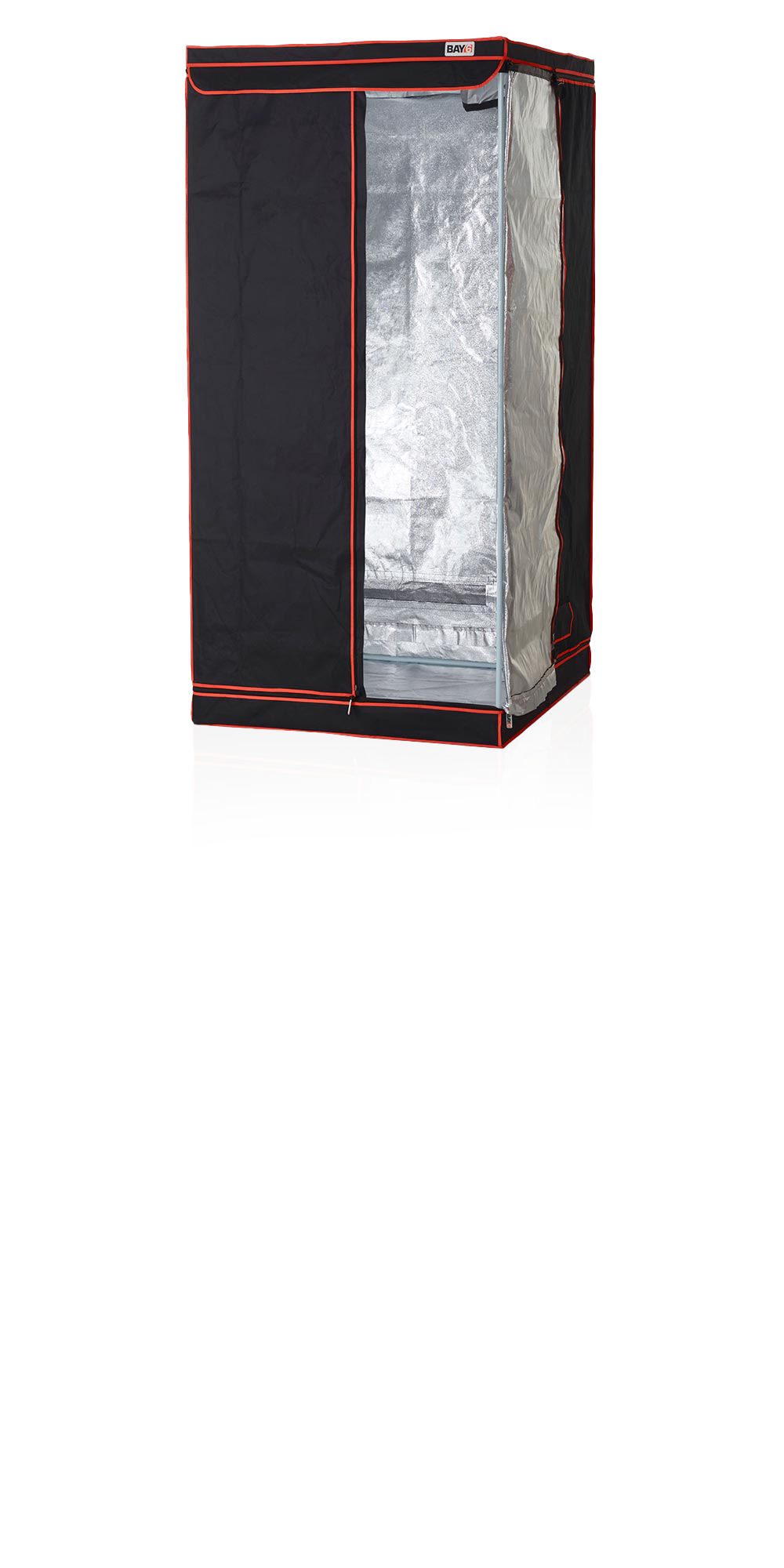 Black and red grow tent on a white background