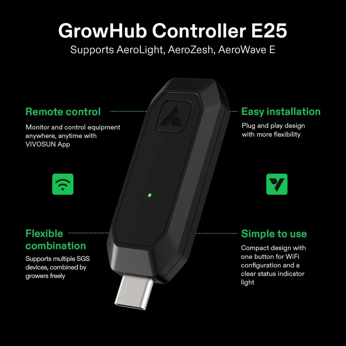 GrowHub E25 Controller Type-C Dongle Wireless App Connector