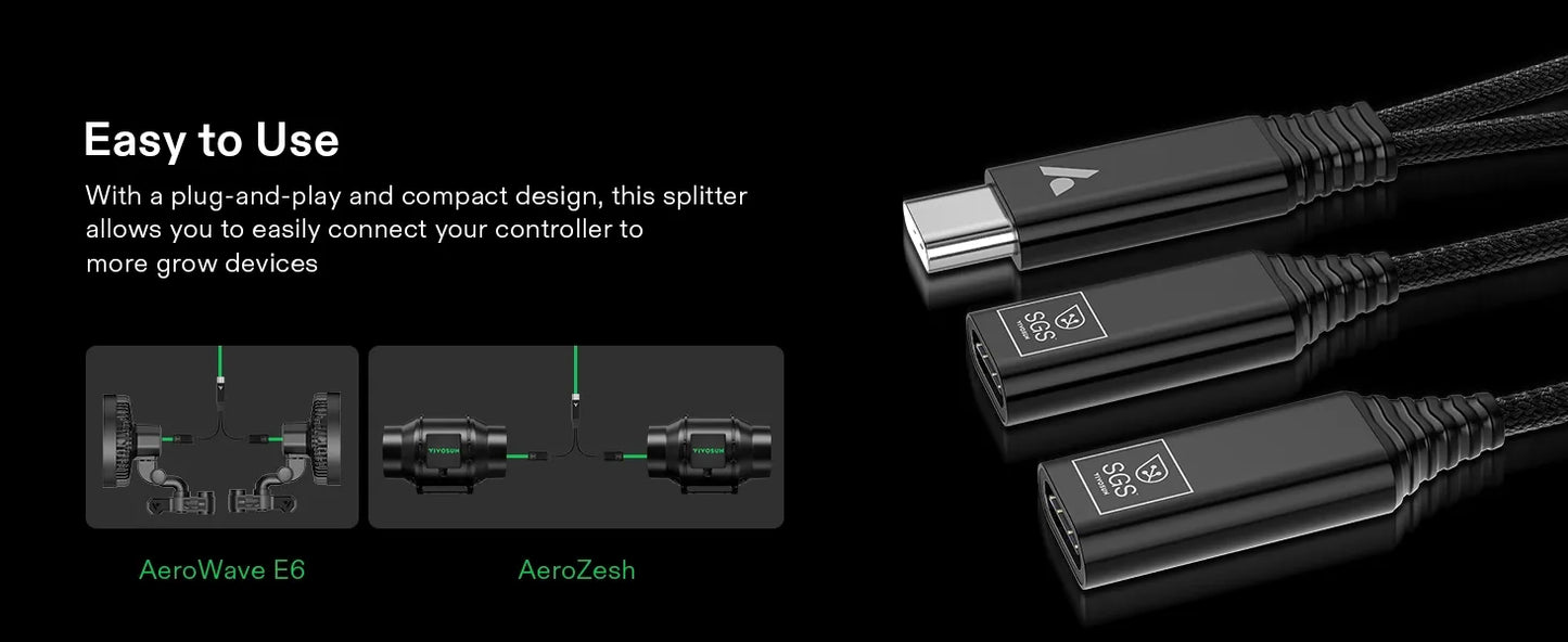 USB-C Splitter with 1 Male to 2 Female