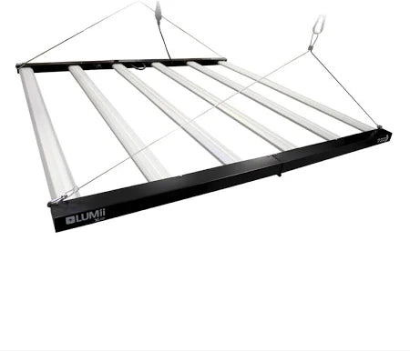 LED grow light with 'LUMI' branding on a white background