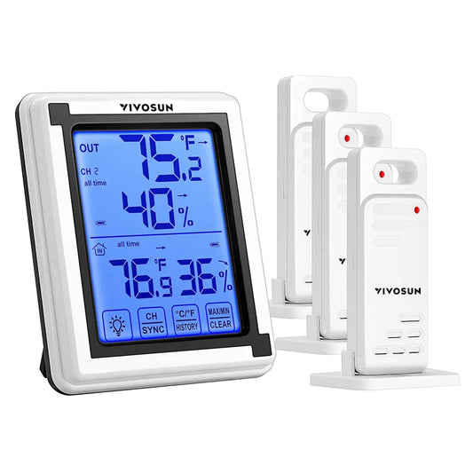 Wireless Thermometer and Hygrometer (3 Remote Sensors)
